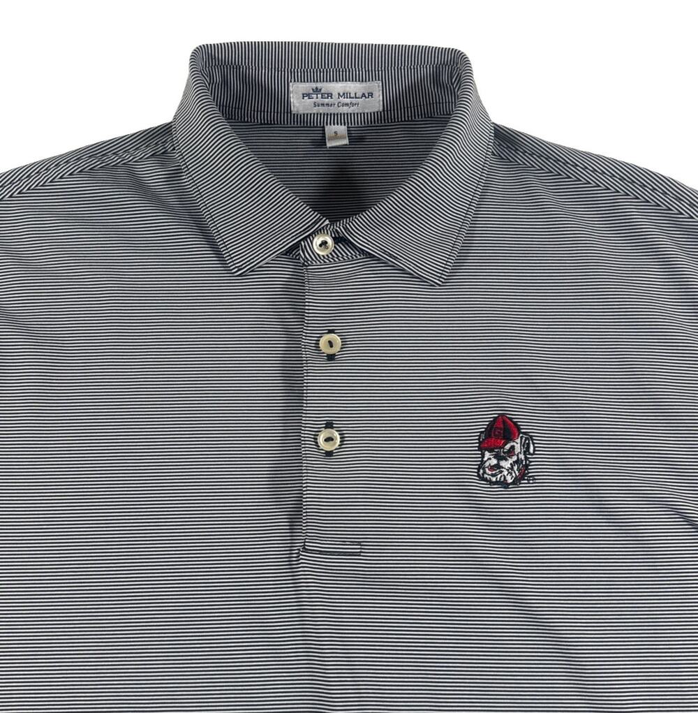 Peter Millar Summer Comfort Georgia Bull Dogs Mens Small Polo Athleisure Striped